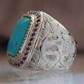 Retro Style Vintage Gray Jade Men's Ring