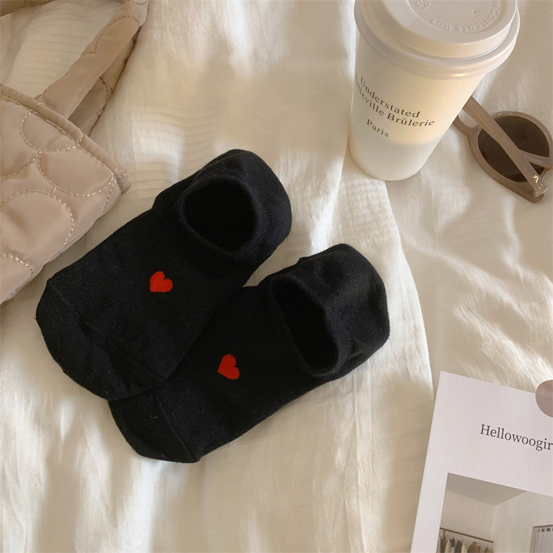 Love Pattern Cotton Women's Low-cut Liners Socks Female Invisible Socks