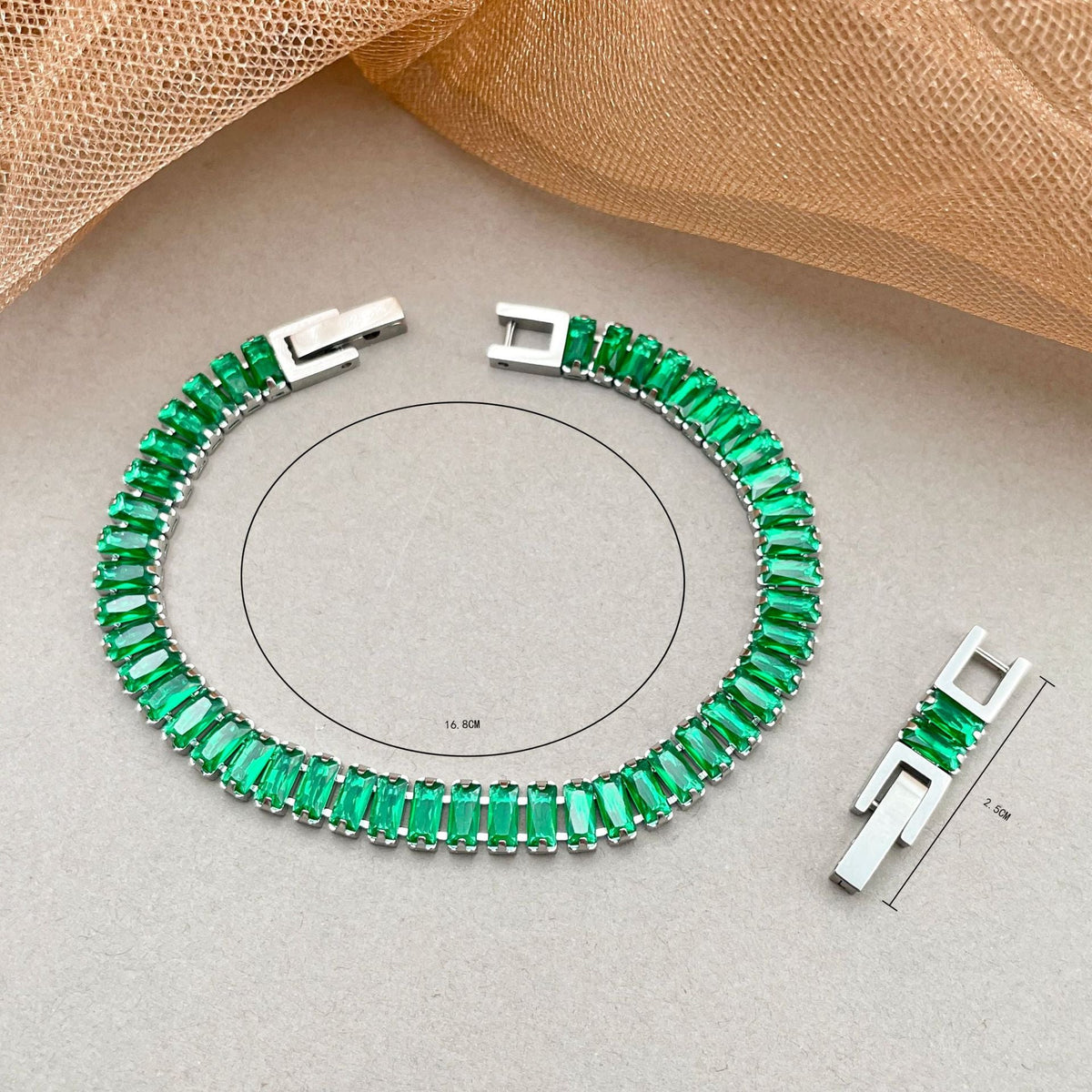 Geometric Color Zircon Stainless Steel Bracelet
