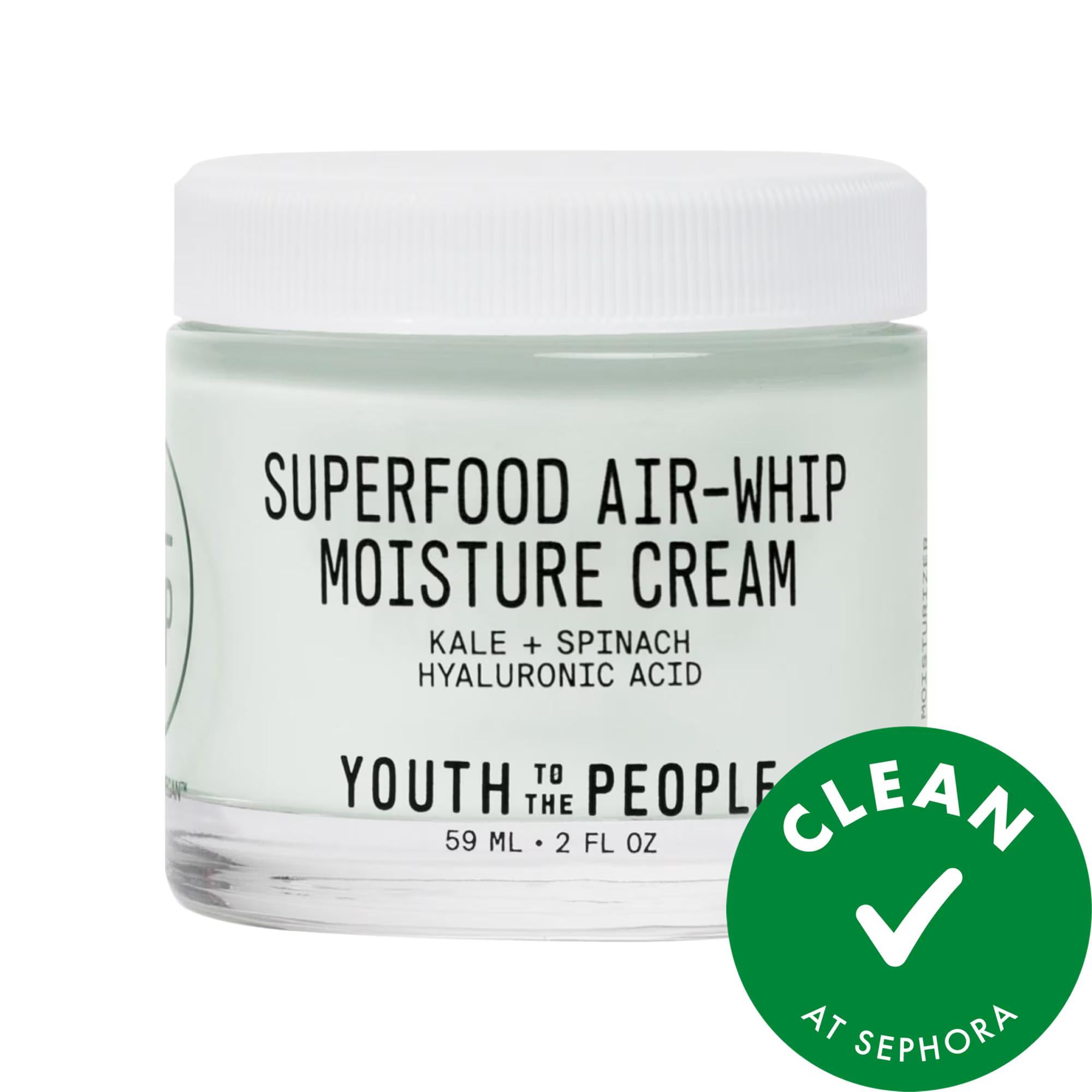 Superfood - Lightweight Air-Whip Face Moisturizer with Hyaluronic Acid, Vegan & Cruelty-Free, 48H Hydration