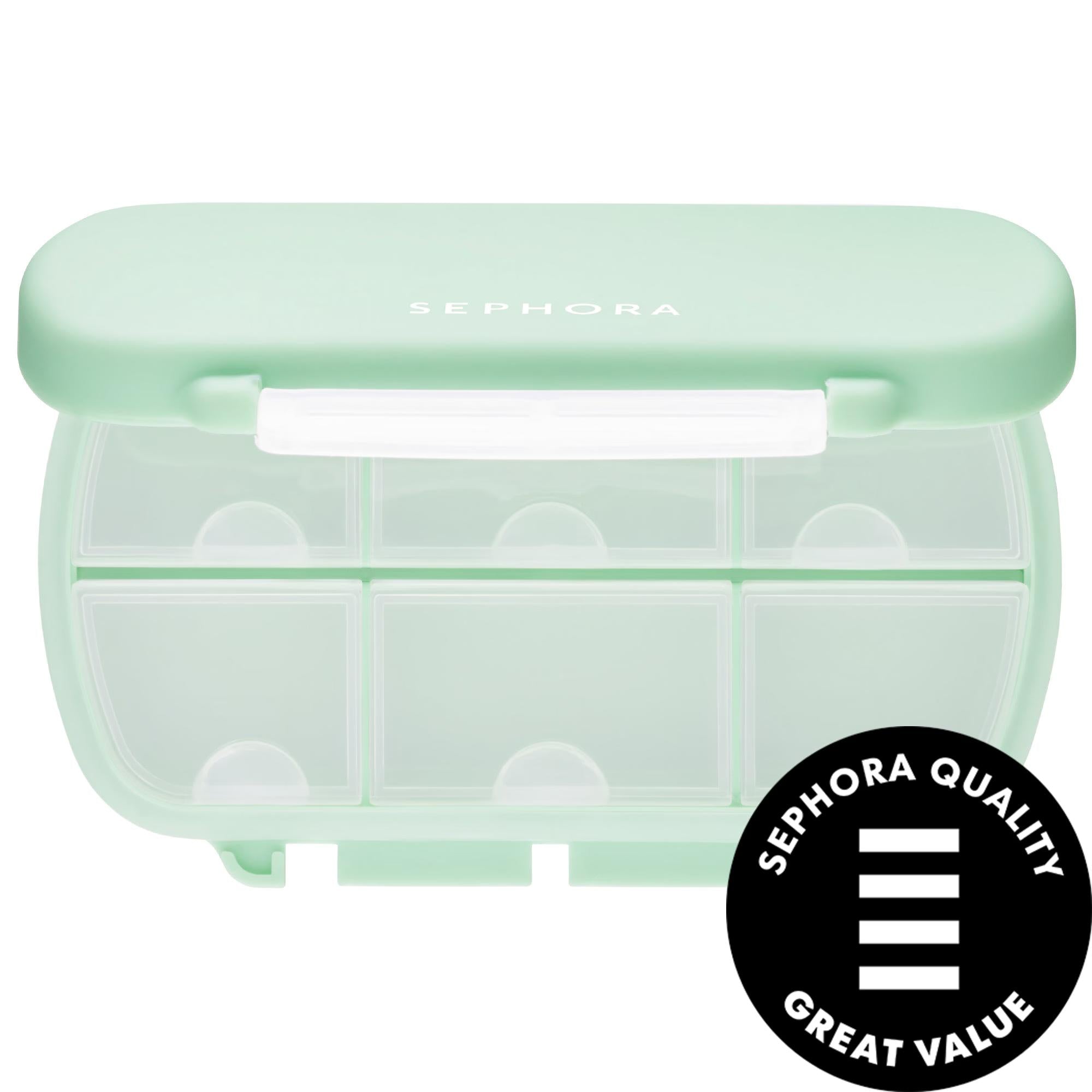 Sephora Collection Large Supplement Organizer: Portable Pill Case with 6 Compartments for Vitamins & Daily Medicine - Travel Friendly