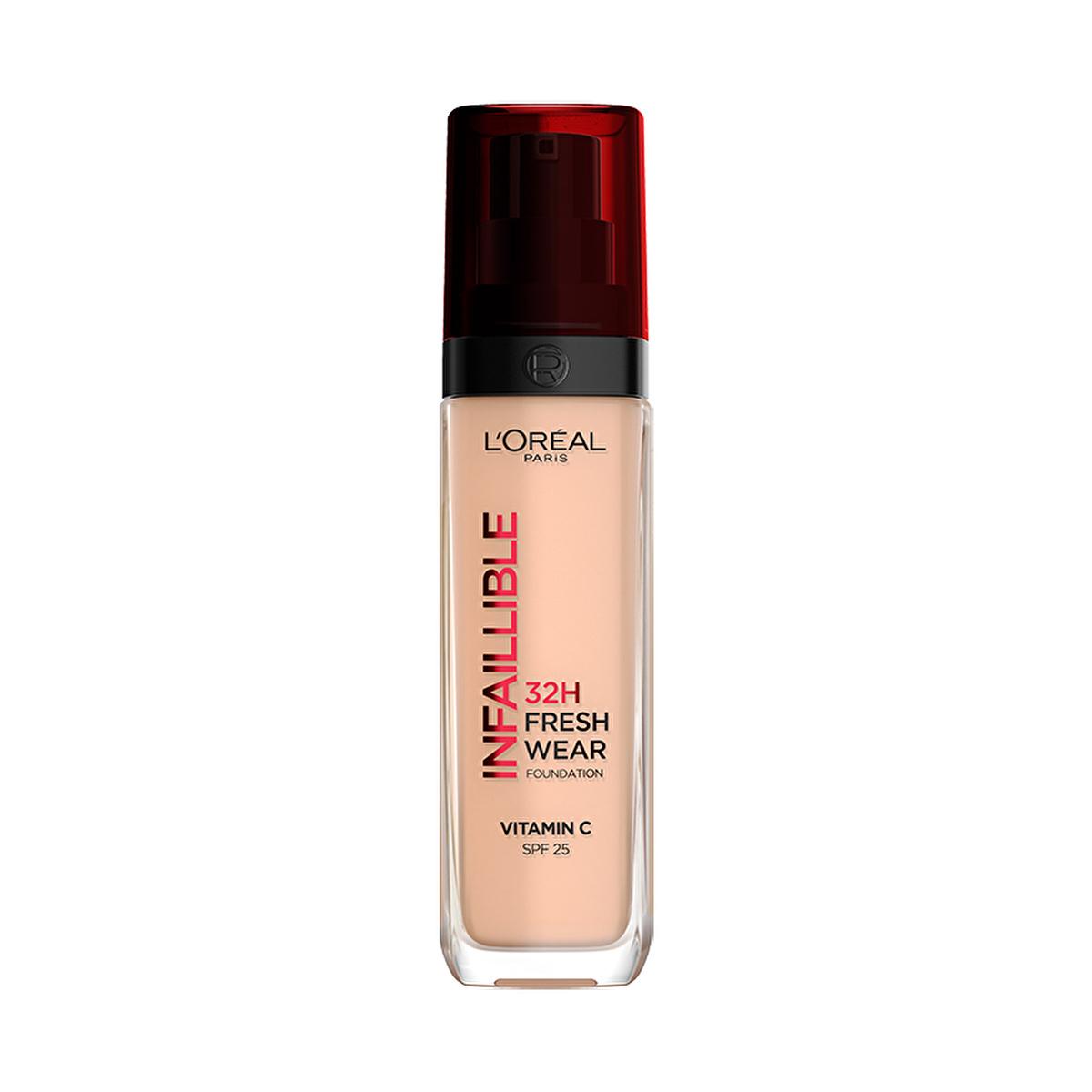 Loreal Paris Infaillible 32H Fresh Wear C Vitaminli Foundation Makeup - Long-Lasting, High Coverage, SPF 25