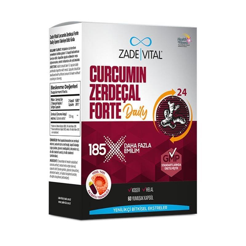 Zade Vital Curcumin Zerde�al Forte Daily 60 Capsules - Turmeric Curcumin Supplement for Adults
