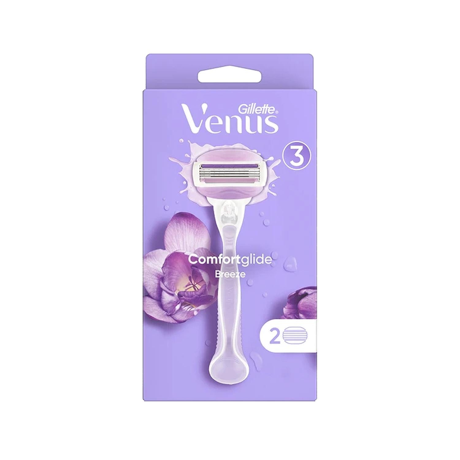 Gillette Venus Comfortglide Breeze Electric Razor for Women - Smooth Shaving Kit with 2 Replacement Heads