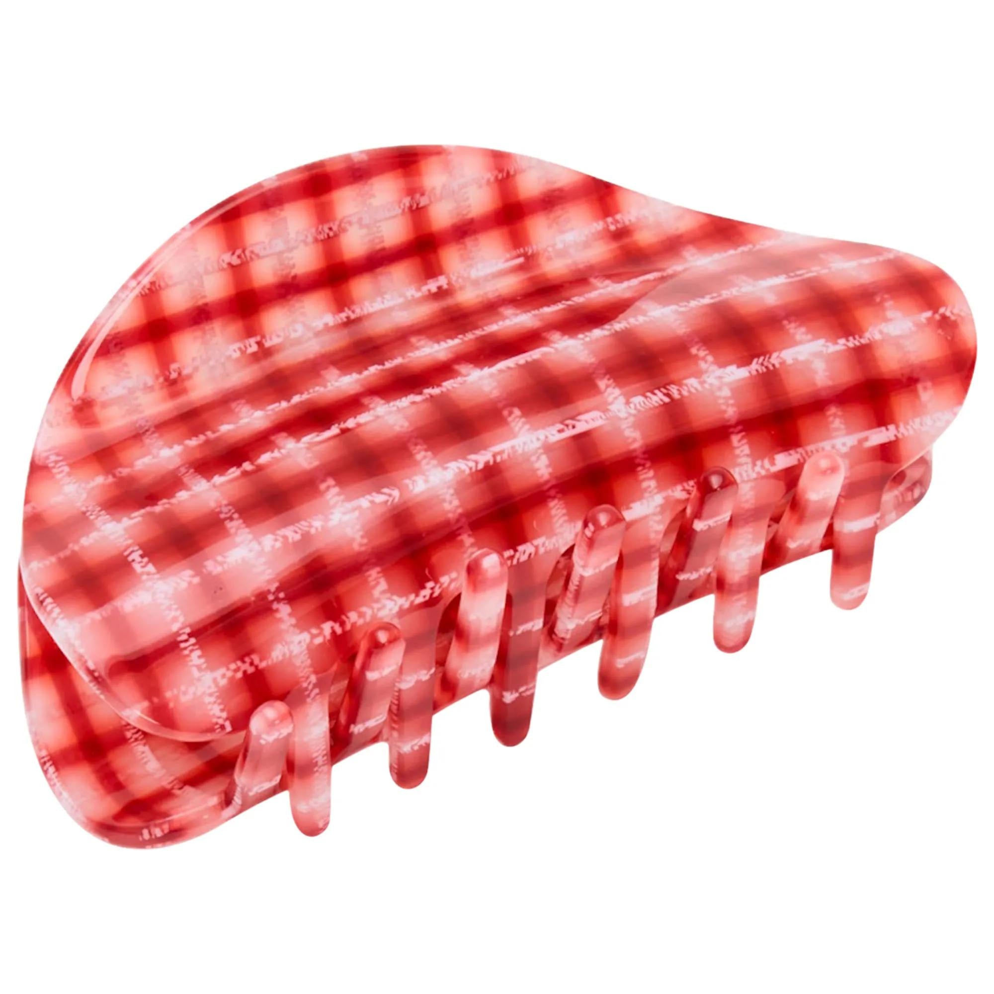 Suki Hair Claw Clip - Medium Red Plaid Acetate - Secure Hold, Stylish & Sustainable Hair Accessories