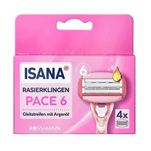 Isana 6 Blade Refill Razor Blades for Women - Smooth Shave, Sensitive Skin, Close & Comfortable Hair Removal - 4 Cartridges
