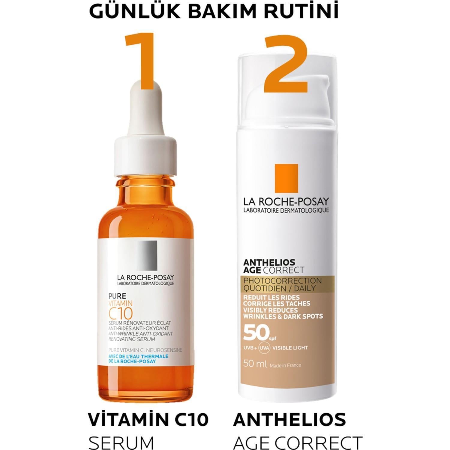 La Roche Posay Anthelios Age Correct Daily Tinted Cream SPF50+ - Tinted Sunscreen Cream for Anti-Aging & Sensitive Skin