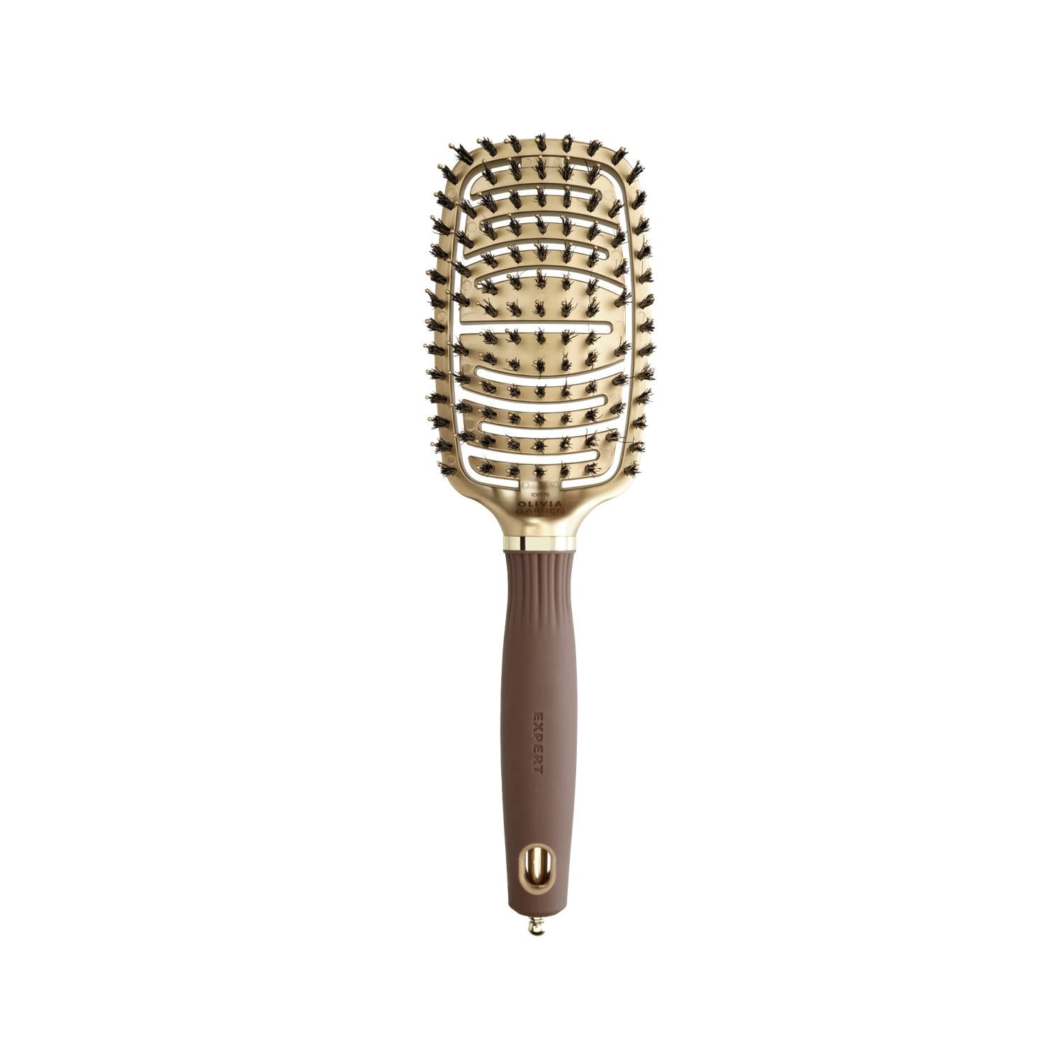 Olivia Garden Expert Care Flex Boar Nylon Bristles Gold Brown Hair Brush - Gentle Detangling & Styling for All Hair Types