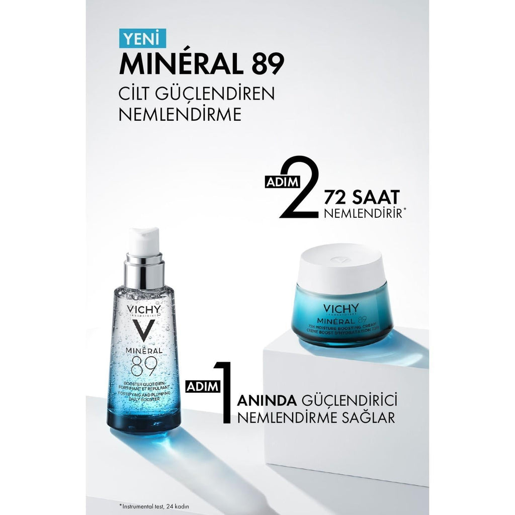 Vichy Mineral 89 Light Cream - Long-Lasting Hydration Moisturizer for Normal to Combination Skin