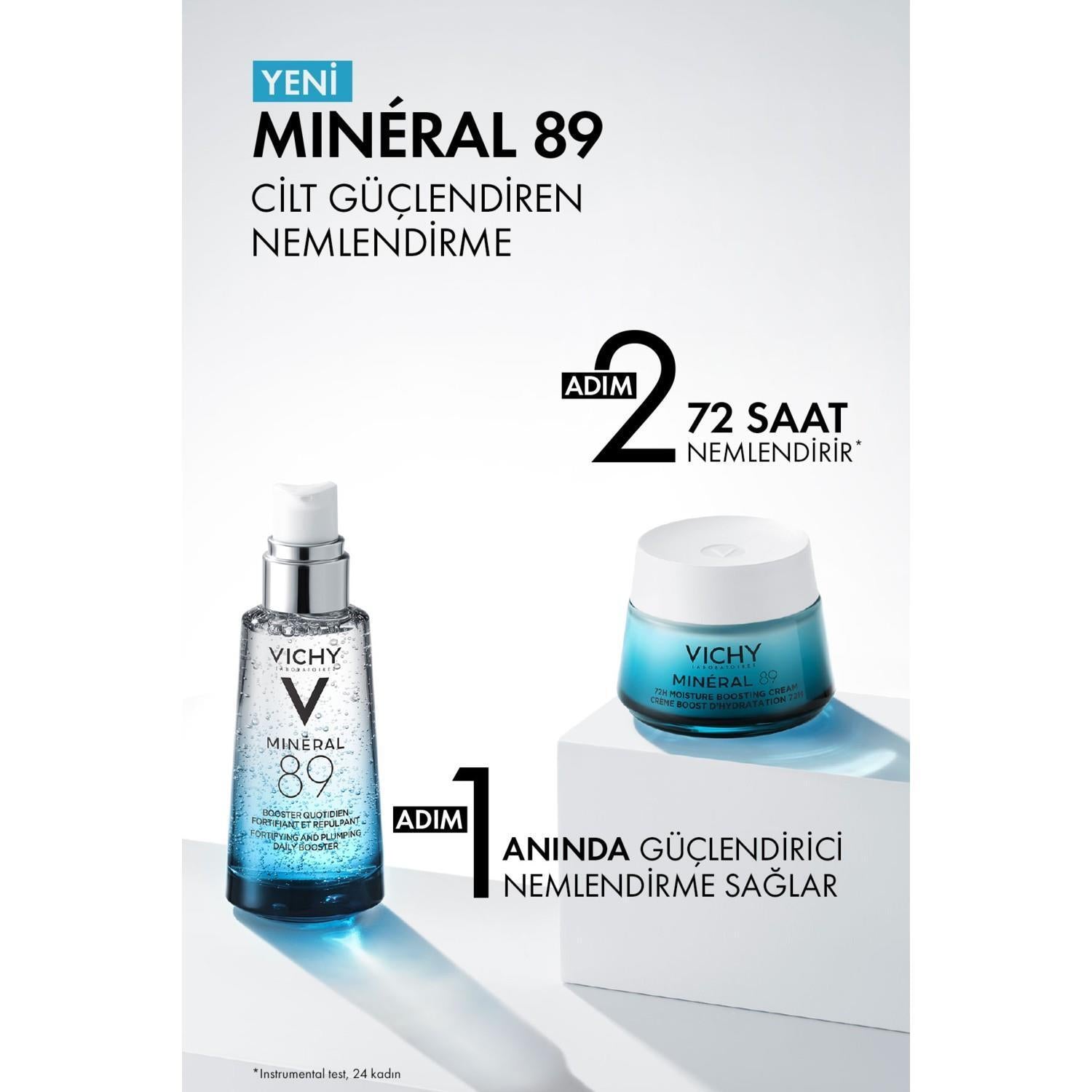 Vichy Mineral 89 Light Cream - Long-Lasting Hydration Moisturizer for Normal to Combination Skin