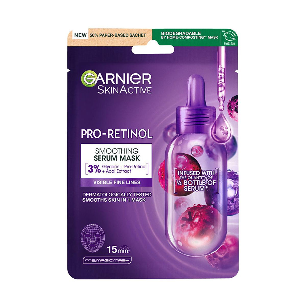 Garnier Pro-Retinol Sheet Mask: Anti-Aging Face Mask to Reduce Wrinkles & Fine Lines, Hydrating & Skin Smoothing