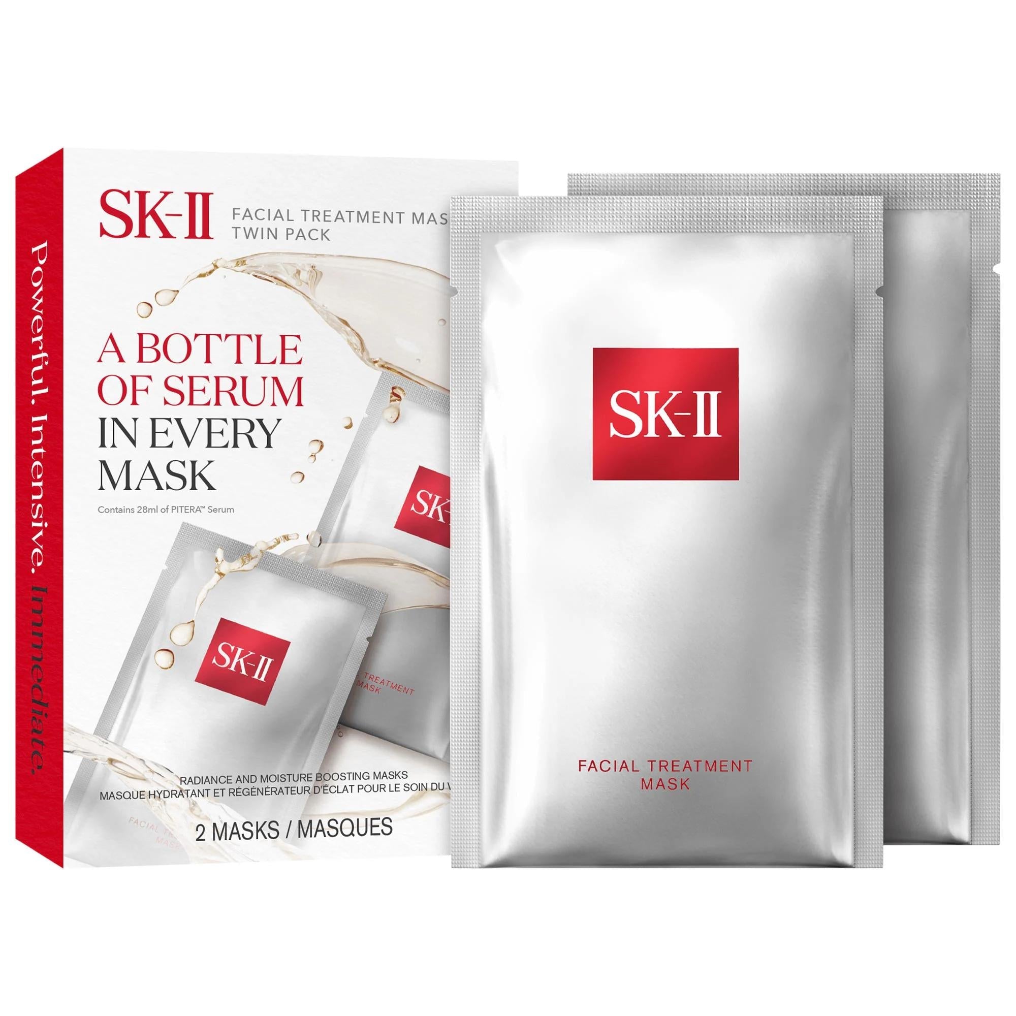SK-II Brightening Facial Treatment Sheet Mask Twin Pack - Hydrating Face Mask for Dryness and Redness