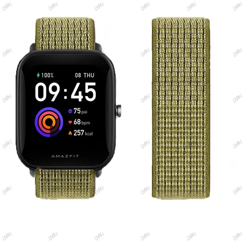 20mm/22mm watch band For Amazfit GTR/GTS 4-3-2-2e/GTR 42mm-47mm/bip-U-S-lite Nylon Loop strap sport correa amazfit gts 4-2 mini