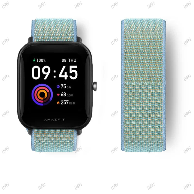 20mm/22mm watch band For Amazfit GTR/GTS 4-3-2-2e/GTR 42mm-47mm/bip-U-S-lite Nylon Loop strap sport correa amazfit gts 4-2 mini