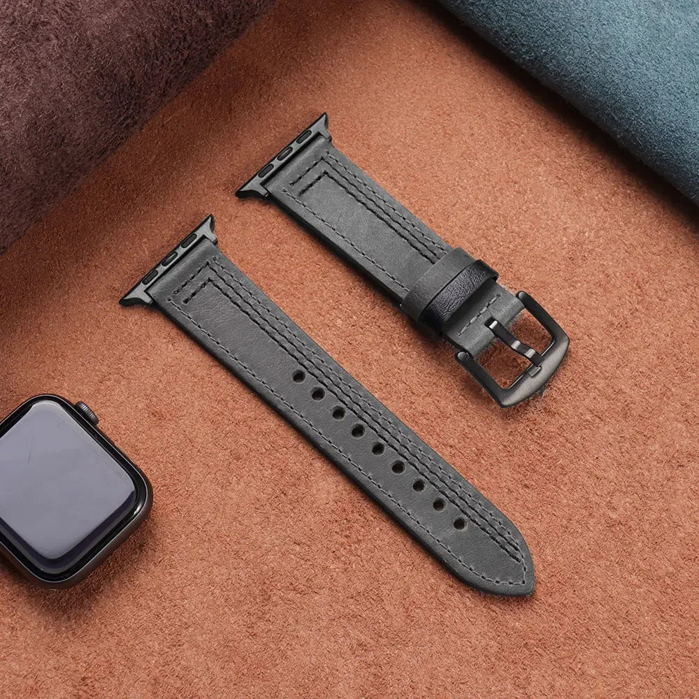 Leather loop strap For Apple watch band 45mm Ultra 49mm 41mm 42mm 38mm 41 44 45 mm bracelet iWatch series 9 8 7 3 4 5 6 se 40mm