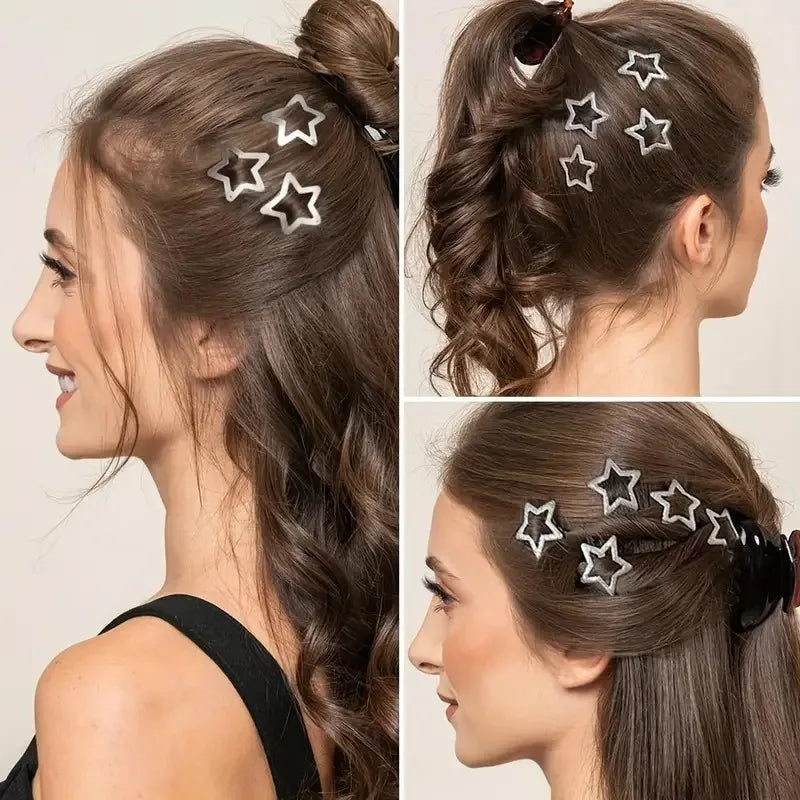10/25/50/100pcs Y2K Silver Star Hair Clips High Quality Star Hair Clip Metal Clip Silver Pentagram Bb Clip Hair Accessory