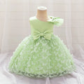 Butterfly Baby Girls White Baptism Party Dress Infant Bow Dresses