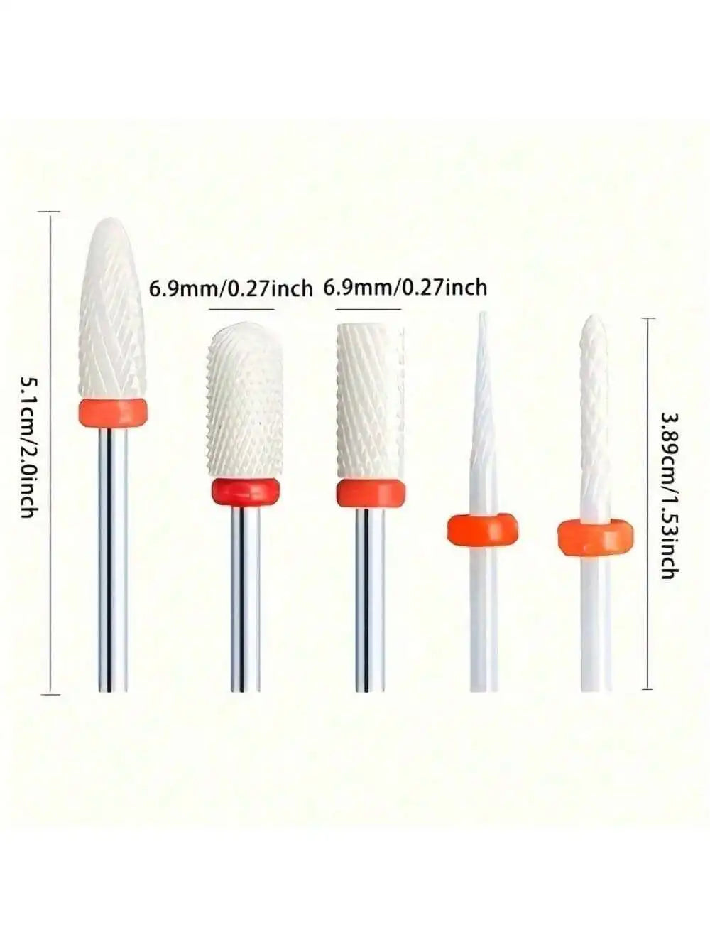 10pcs Milling Cutter Ceramic Nail Drill Bits Electric Manicure Files Kit Cuticle Remove Burr Gel Polish Tools Accessories