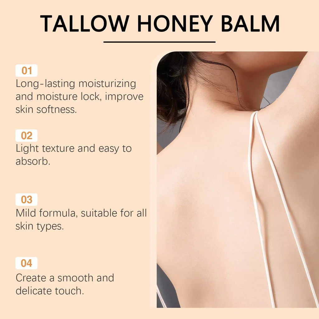 Tallow Honey Balm Glowing Hydrating Skin Enhacne Elasticity Improve Dullness Fade Fine Lines Firming Face Body Moisturize Cream