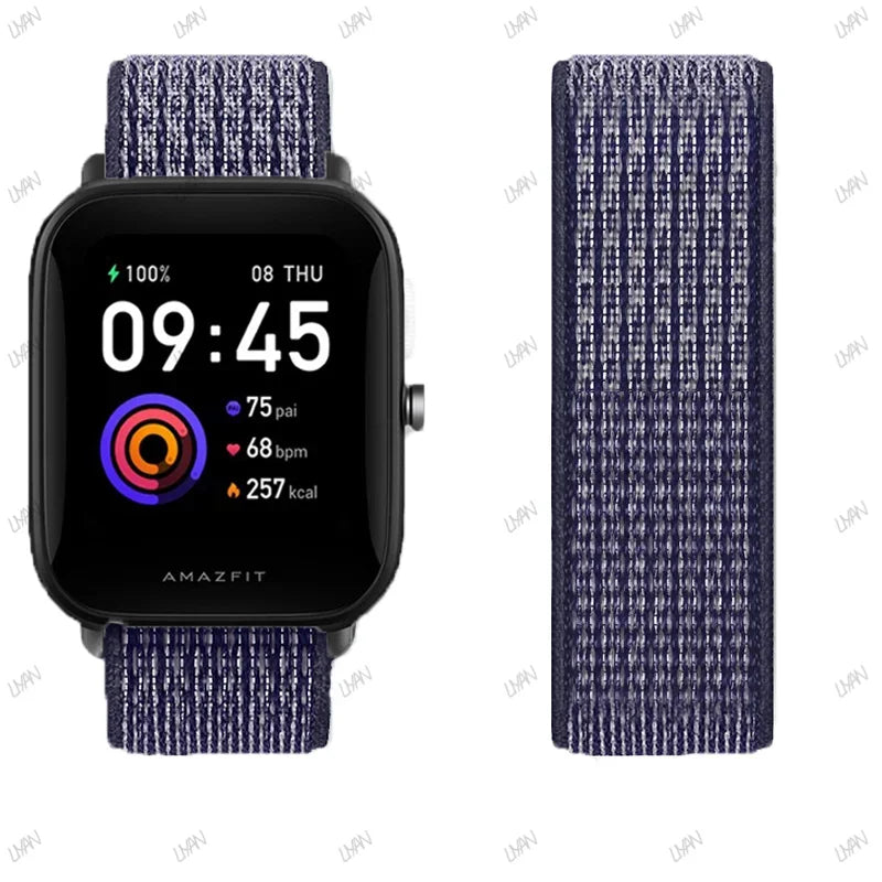 20mm/22mm watch band For Amazfit GTR/GTS 4-3-2-2e/GTR 42mm-47mm/bip-U-S-lite Nylon Loop strap sport correa amazfit gts 4-2 mini