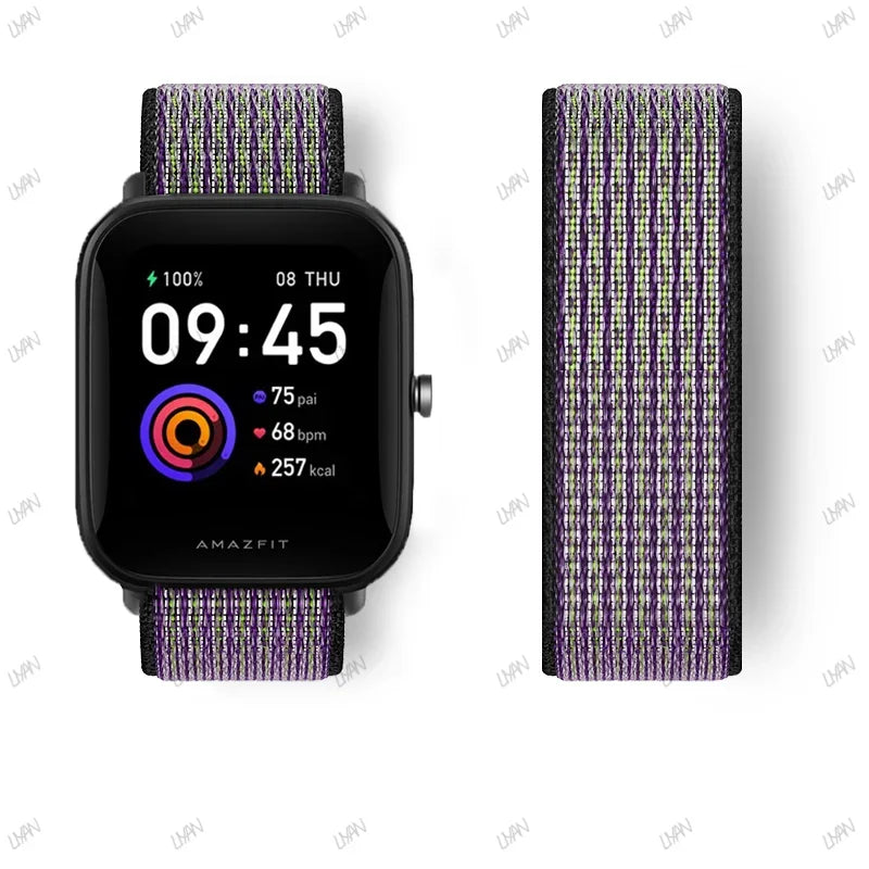 20mm/22mm watch band For Amazfit GTR/GTS 4-3-2-2e/GTR 42mm-47mm/bip-U-S-lite Nylon Loop strap sport correa amazfit gts 4-2 mini