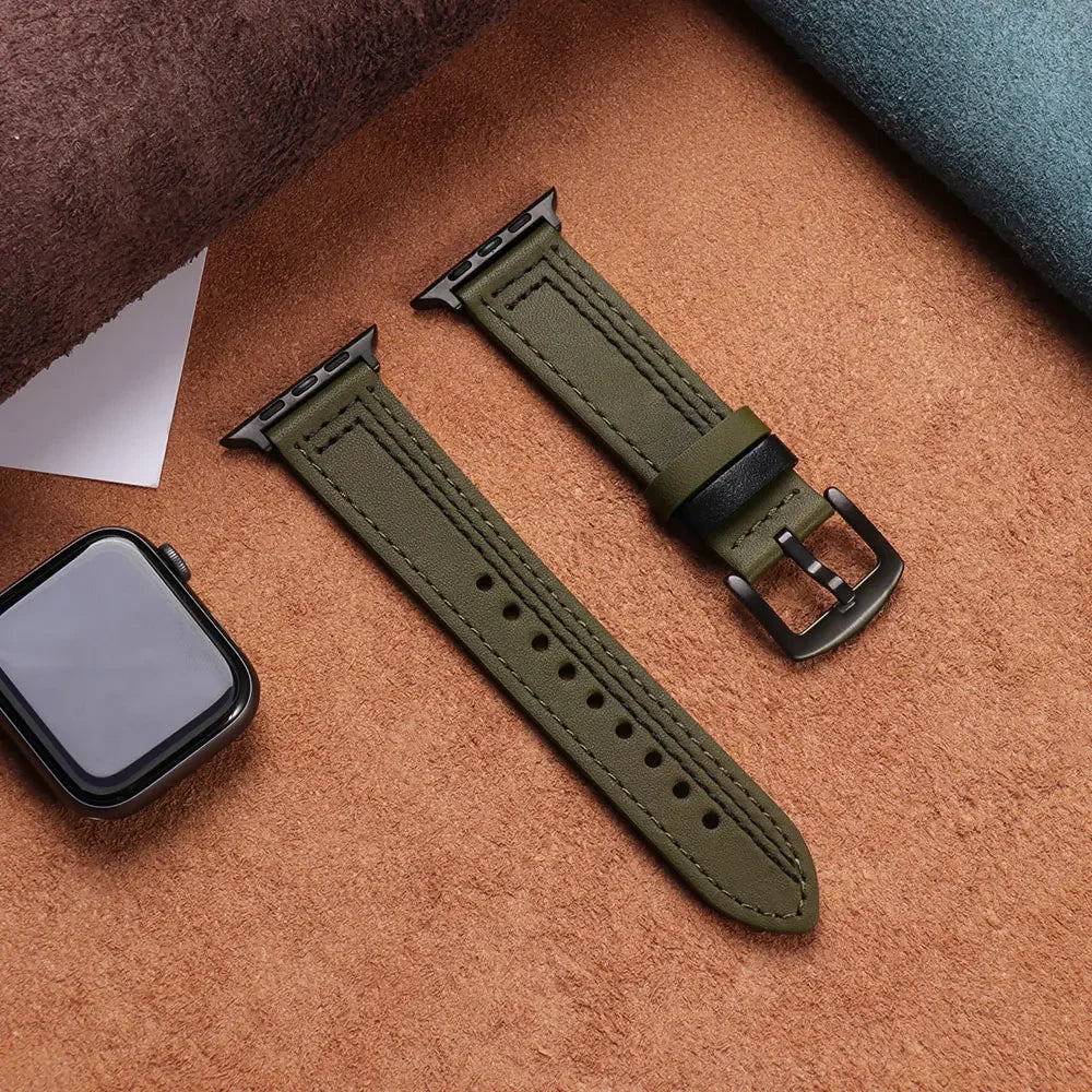 Leather loop strap For Apple watch band 45mm Ultra 49mm 41mm 42mm 38mm 41 44 45 mm bracelet iWatch series 9 8 7 3 4 5 6 se 40mm