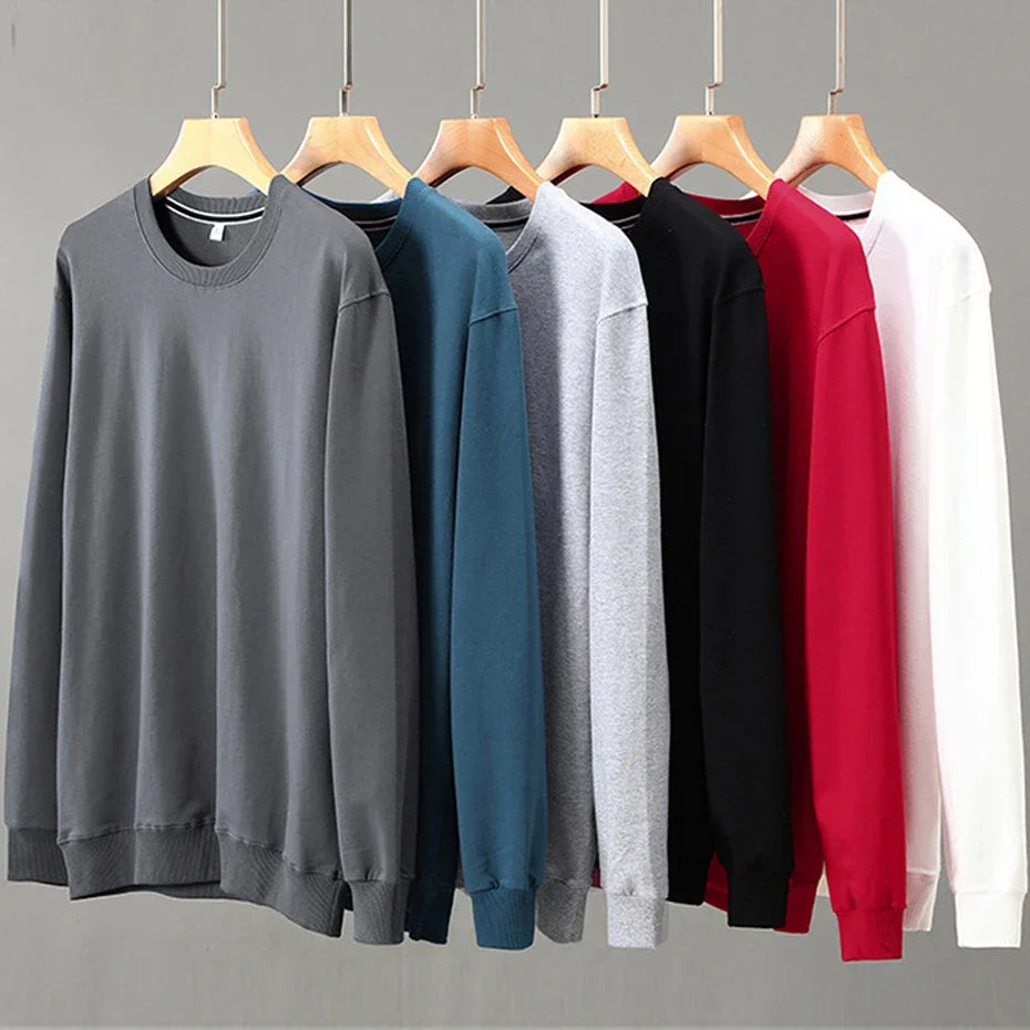 Aflczyu Men’s Tatting Sweatshirt - O-Neck, Full Sleeve, Solid Pattern, Regular Fit, Casual Style, Standard Thickness, Spring & Autumn Wear