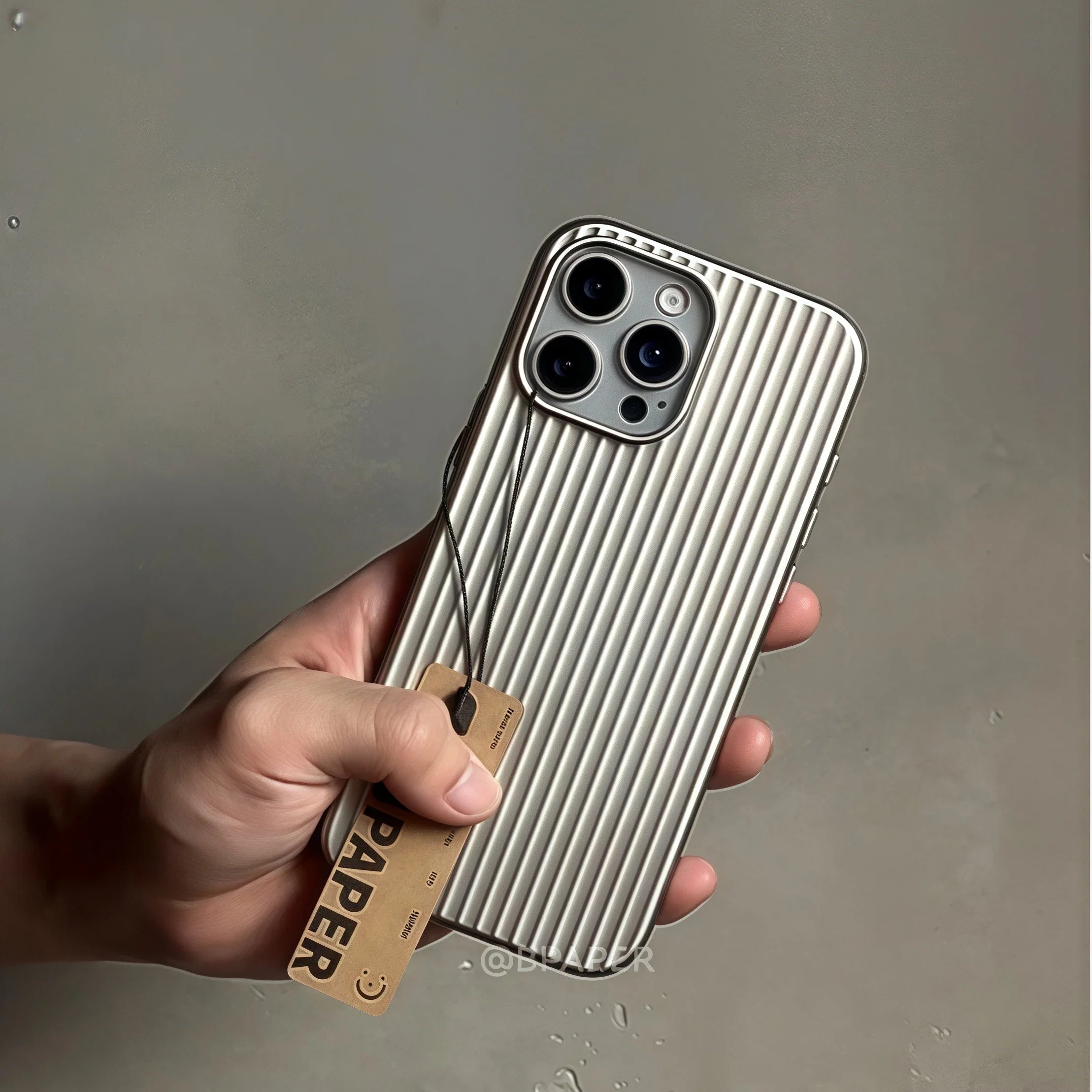Hard Back Case For iphone 17 16 Pro Max 17 16 Pro Natural Titanium glossy Color corrugated stripe anti-fingerprint Luxury Cover