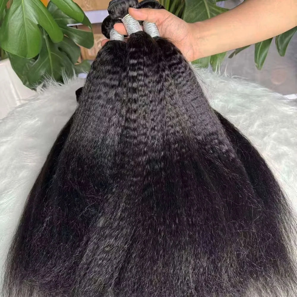 28 30 inch Kinky Straight Human Hair Bundles Brazilian Raw Virgin Hair Weave 3 4 Bundles For Women Sew In Quick Hair Extensions