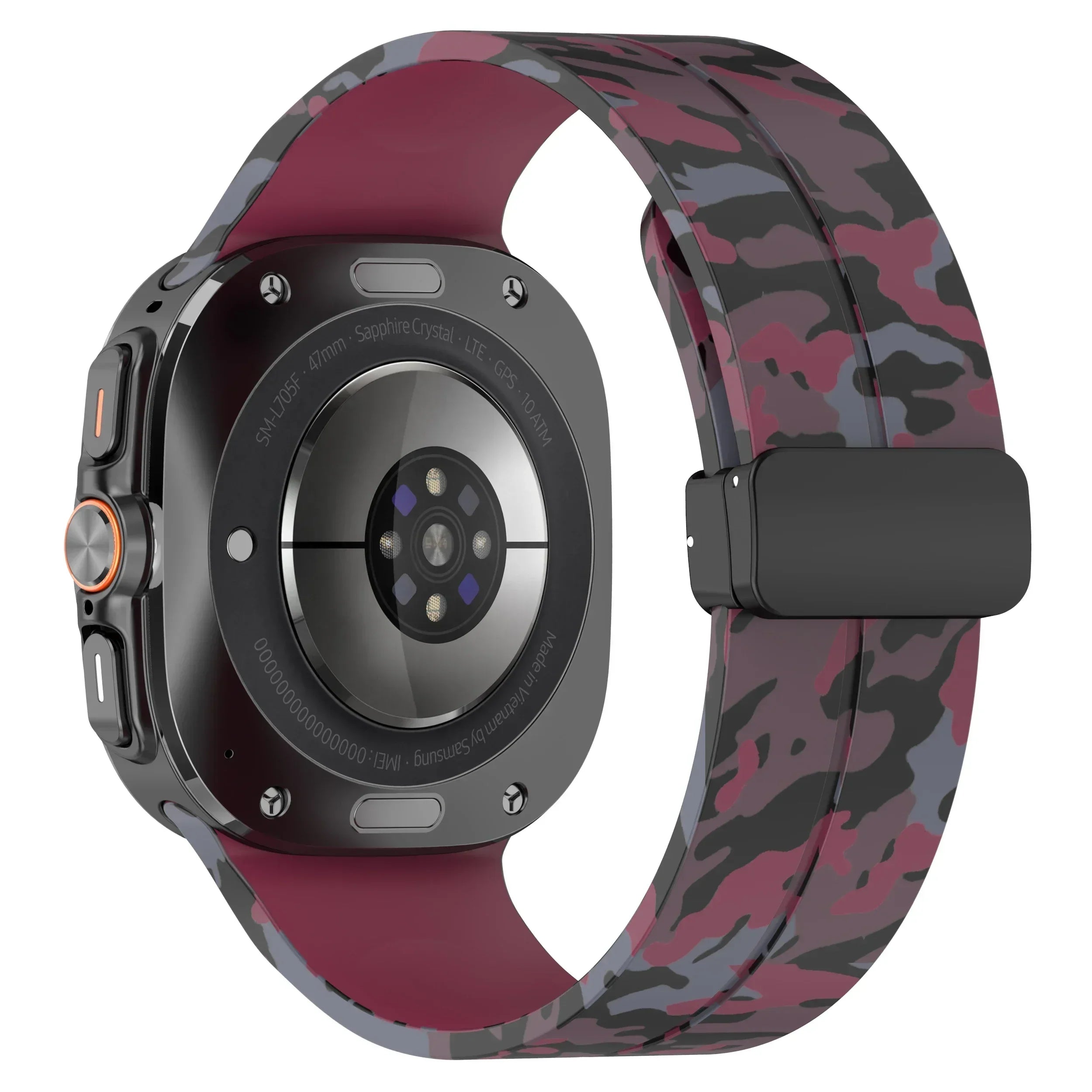 Camouflage Band for Samsung Galaxy Watch Ultra 47mm Silicone Magnetic Bracelet for Galaxy Watch 7 Ultra Replacement Watchband