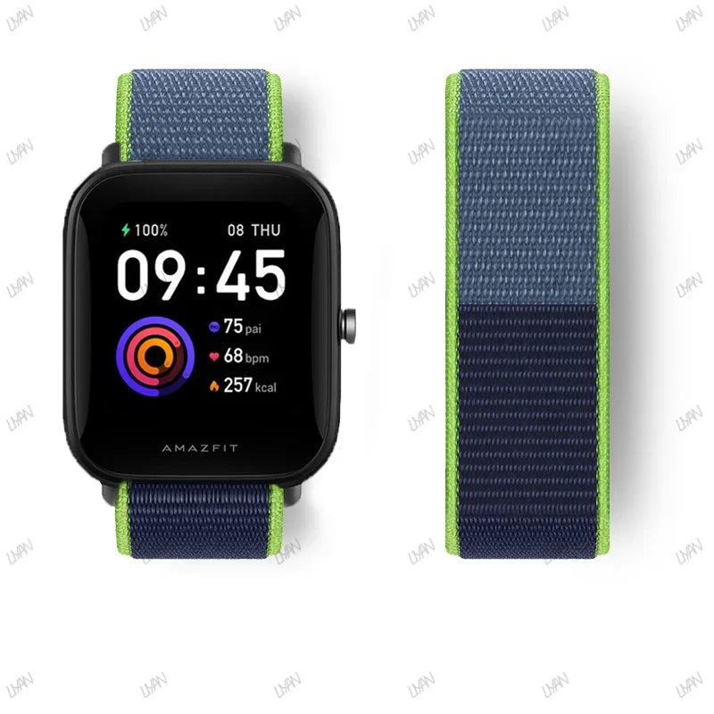 20mm/22mm watch band For Amazfit GTR/GTS 4-3-2-2e/GTR 42mm-47mm/bip-U-S-lite Nylon Loop strap sport correa amazfit gts 4-2 mini