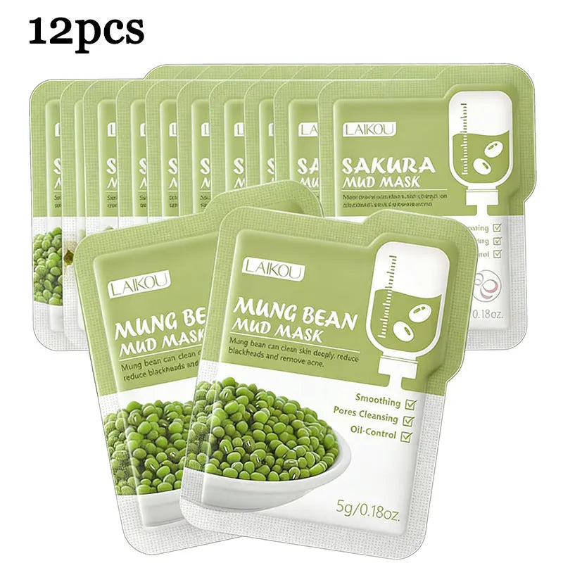12pcs Sakura Mud mask Brightening Hydrating Face Mask Luminious Skin Clean Facial Cleansing Clay Hydrating Anti Wrinkle Skincare