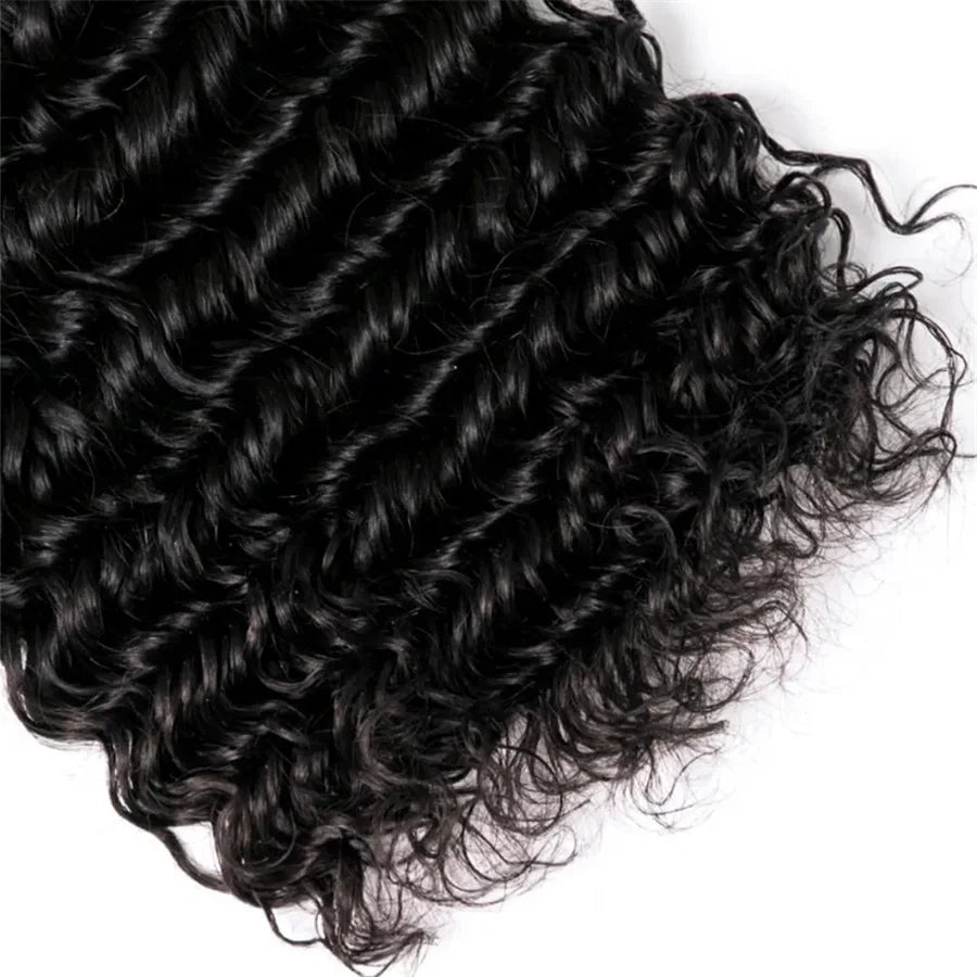 Deep Wave Raw Bundles Human Hair Brazilian Virgin Hair Weave Bundles 3/4Pcs Double Weft Natural Black 14-32 Inch Bundles Human Hair Extensions