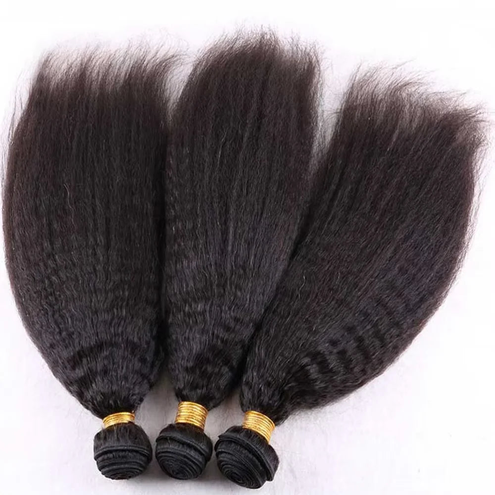 28 30 inch Kinky Straight Human Hair Bundles Brazilian Raw Virgin Hair Weave 3 4 Bundles For Women Sew In Quick Hair Extensions