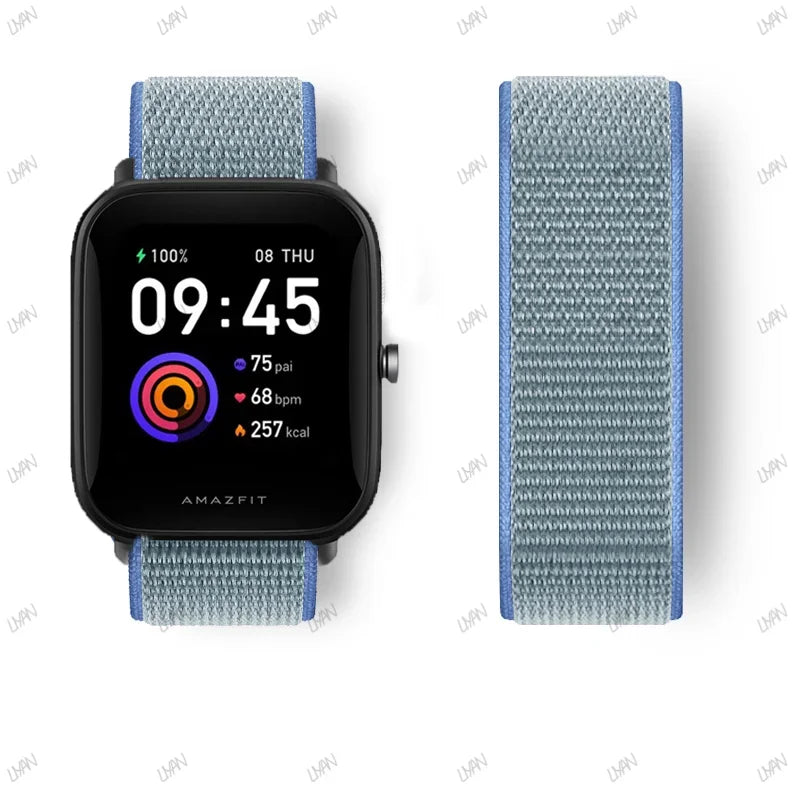 20mm/22mm watch band For Amazfit GTR/GTS 4-3-2-2e/GTR 42mm-47mm/bip-U-S-lite Nylon Loop strap sport correa amazfit gts 4-2 mini