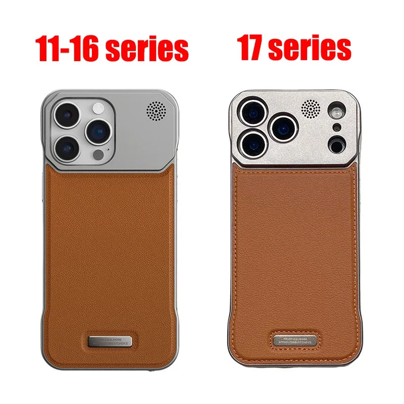 Business Aromatherapy Leather Case for iPhone 17 Air 16 15 14 Plus 13 12 11 Pro Max For Magsafe Magnetic Frameless Armor Cover