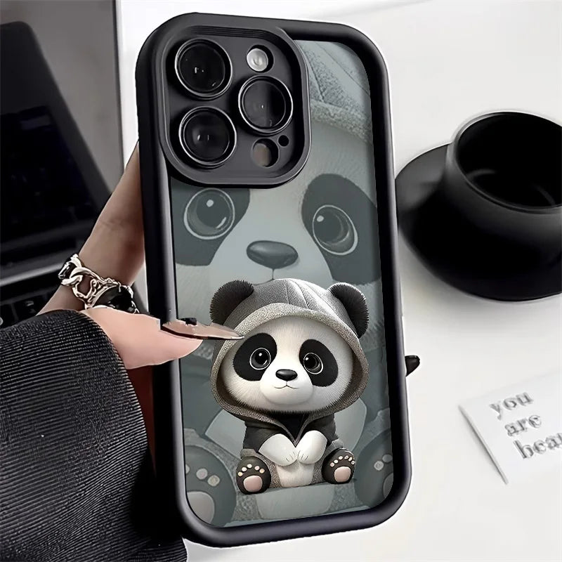 Panda Soft TPU Case For iPhone 15 Pro Max Cases iPhone 16 13 14 11 12 7 8 Plus SE  15promax 15pro 16pro 16promax Cover Funda