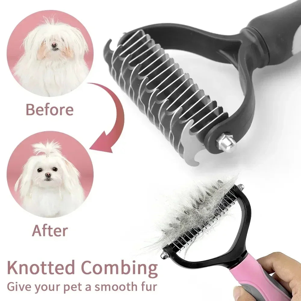 Double Sided Stainless Steel Pet Grooming Brush Dog Cat Hair Remover Comb Tangle Removal Pet Supplies