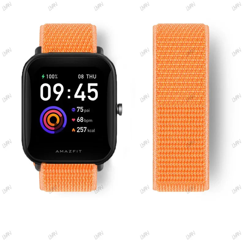 20mm/22mm watch band For Amazfit GTR/GTS 4-3-2-2e/GTR 42mm-47mm/bip-U-S-lite Nylon Loop strap sport correa amazfit gts 4-2 mini