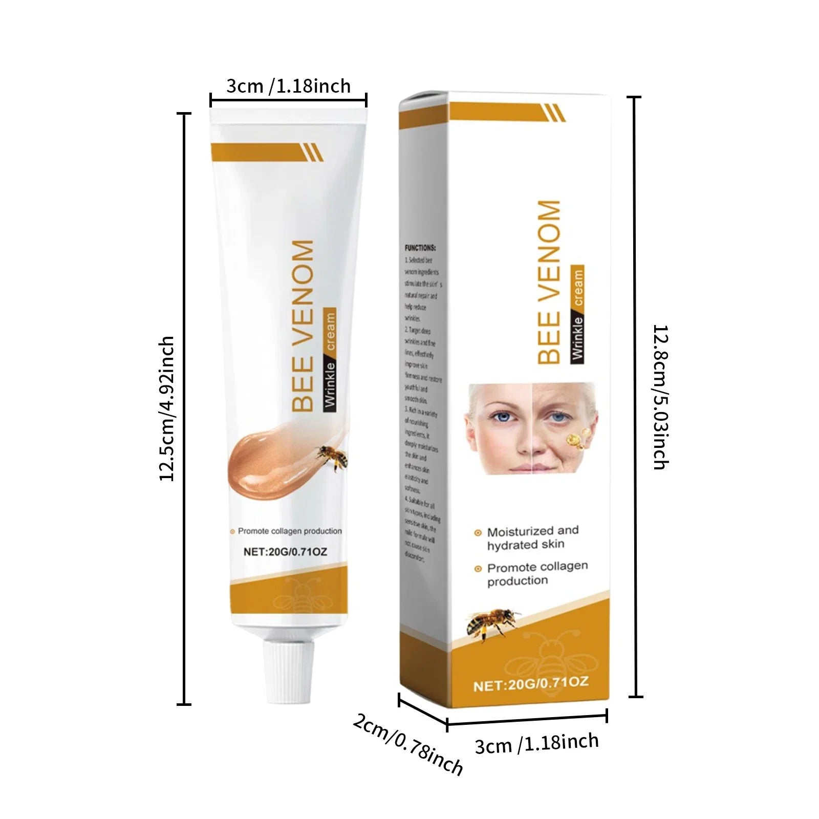 Bee Venom Wrinkle Removal Cream Firming Lifting Facial Moisturizing Deep Hydration Smoothing Fine Lines Anti Aging Face Cream