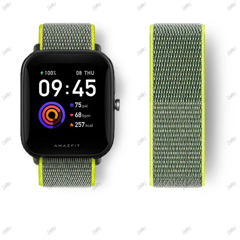 20mm/22mm watch band For Amazfit GTR/GTS 4-3-2-2e/GTR 42mm-47mm/bip-U-S-lite Nylon Loop strap sport correa amazfit gts 4-2 mini
