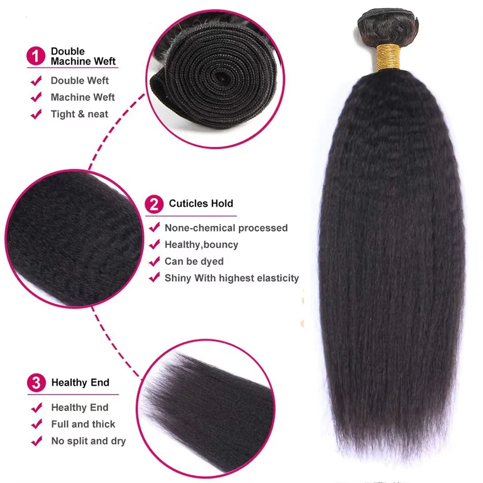 28 30 inch Kinky Straight Human Hair Bundles Brazilian Raw Virgin Hair Weave 3 4 Bundles For Women Sew In Quick Hair Extensions