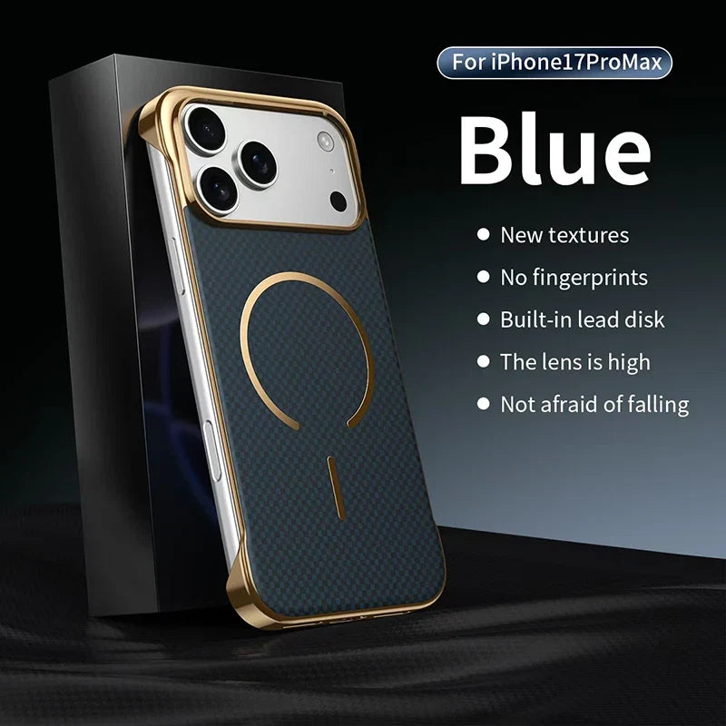 Kevlar Edge Wireless Charging Case for iPhone 17 Pro Max 13 14 15 16