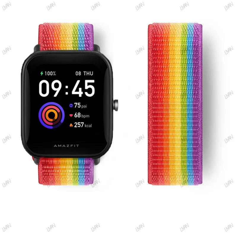 20mm/22mm watch band For Amazfit GTR/GTS 4-3-2-2e/GTR 42mm-47mm/bip-U-S-lite Nylon Loop strap sport correa amazfit gts 4-2 mini
