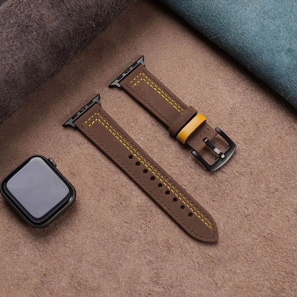 Leather loop strap For Apple watch band 45mm Ultra 49mm 41mm 42mm 38mm 41 44 45 mm bracelet iWatch series 9 8 7 3 4 5 6 se 40mm
