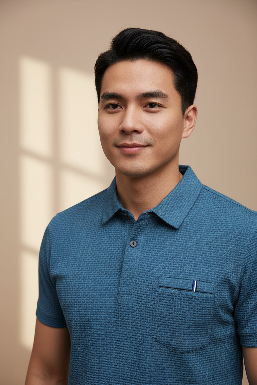 Cool Breeze Men’s Summer Ice Silk Lapel Pocket Polo Shirt
