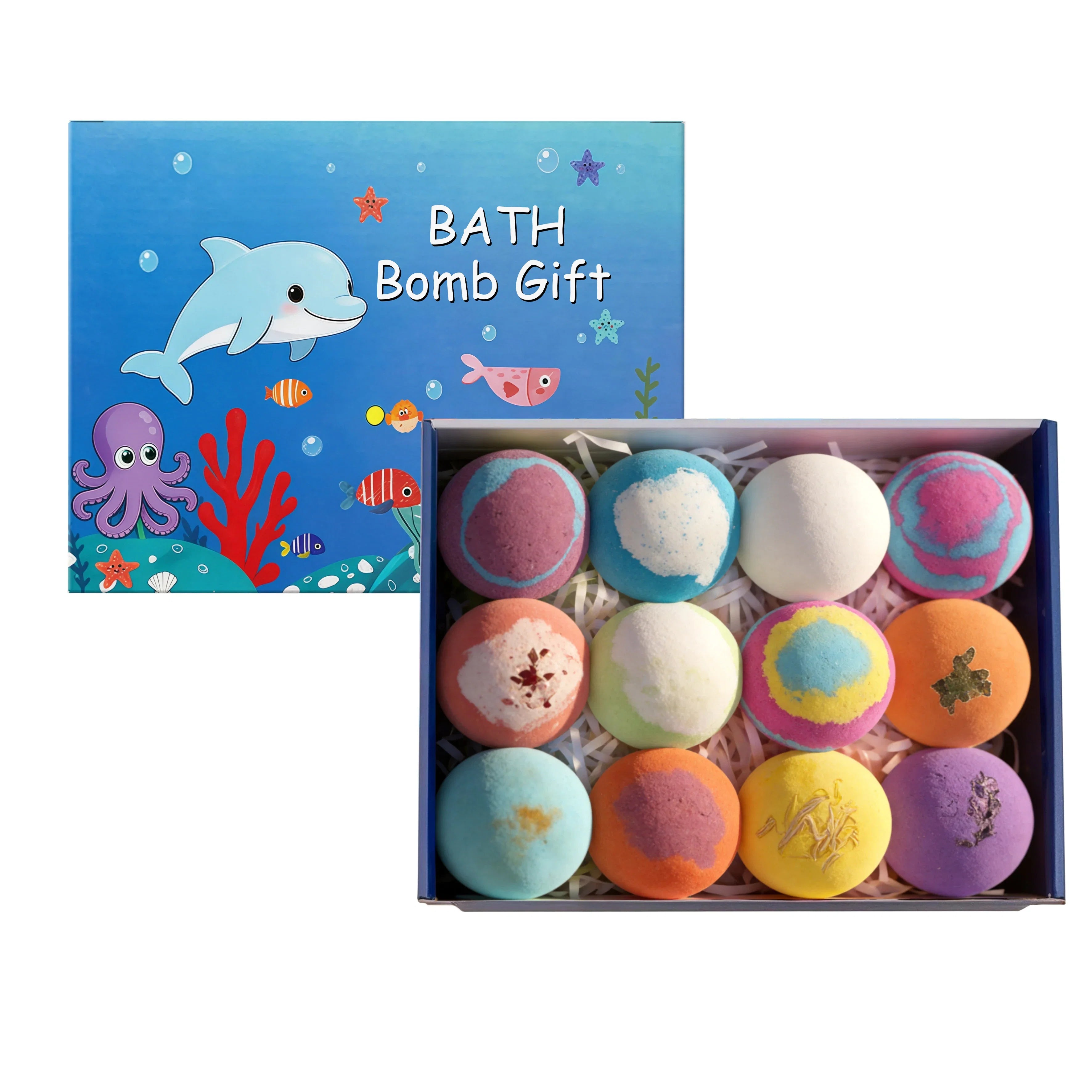 12pcs Bath Bombs Set with Surprise Toys Inside Natural Organic Bubble Bath Fizzies Balls Gift for Holiday Gift Set