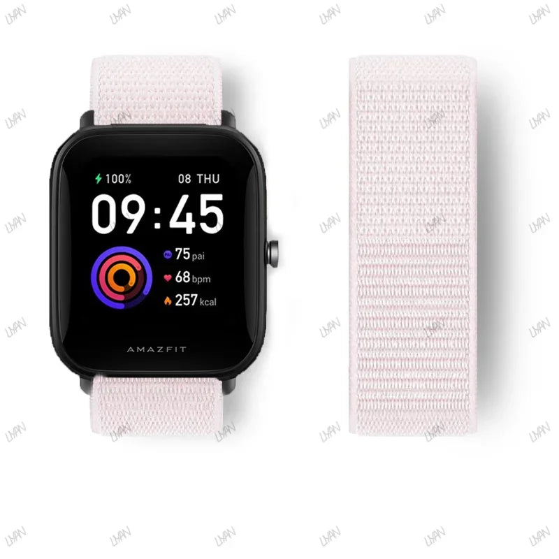 20mm/22mm watch band For Amazfit GTR/GTS 4-3-2-2e/GTR 42mm-47mm/bip-U-S-lite Nylon Loop strap sport correa amazfit gts 4-2 mini