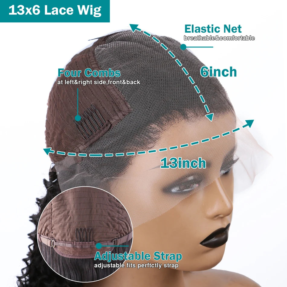 40 Inch 250% Natural Black Deep Wave Remy Human Hair Wigs 13x6 Lace Front Human Hair Wigs Transparent 13x4 HD Lace Frontal Pre Plucked 5x5 Glueless Curly Thick Ends