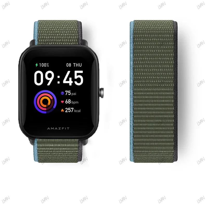 20mm/22mm watch band For Amazfit GTR/GTS 4-3-2-2e/GTR 42mm-47mm/bip-U-S-lite Nylon Loop strap sport correa amazfit gts 4-2 mini